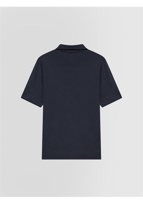 Alpha Studio polo in ice cotton blu notte con colletto a costine e tre bottoni ALPHA STUDIO | Polo | AU-5336B1001